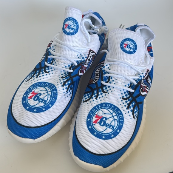 Philadelphia 76ers Blue and White canvas Sneakers 13 - Picture 2 of 11